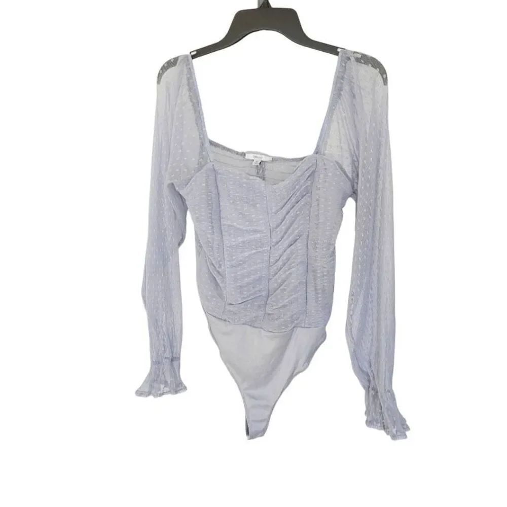 Blashe womens juniors Sz XL blue off the shoulders polka dots body suit top
